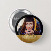 Badge Rond 5 Cm Your Photo Proud Gold Graduation Button (Devant & derrière)