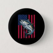 Badge Rond 5 Cm Youth Boys Deep Sea Fishing American Flag Bluefin (Devant)