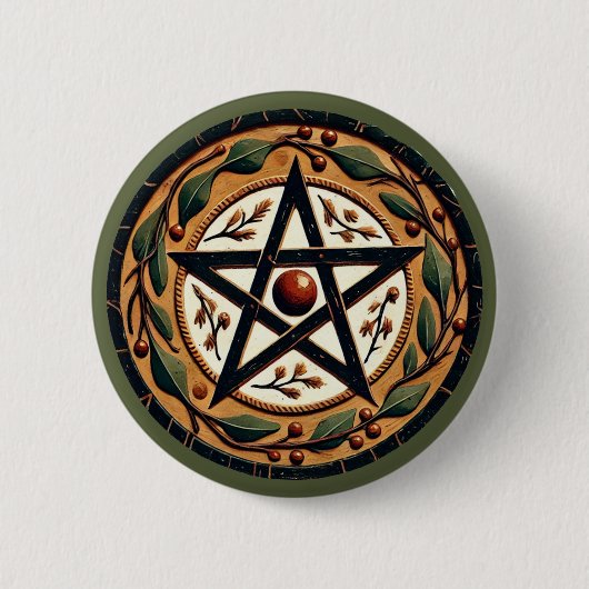 Badge Rond 5 Cm Yule Pentacle (Devant)
