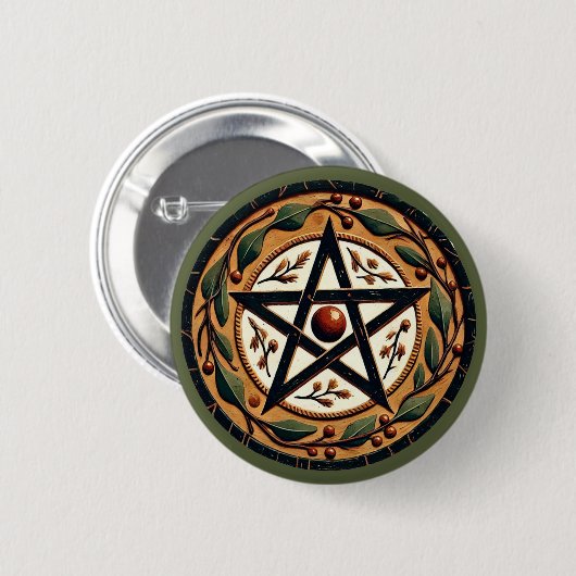 Badge Rond 5 Cm Yule Pentacle (Devant & derrière)