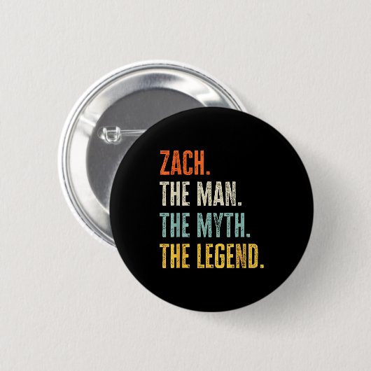 Badge Rond 5 Cm Zach The , Man Myth Legend, Funny Name Zach  (Devant & derrière)