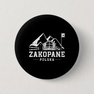 Badge Rond 5 Cm Zakopane Pologne Sports d'hiver Ski Alpin Snowboar