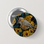 Badge Rond 5 Cm Zebra finch et buisson rose (Devant & derrière)