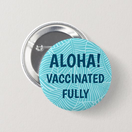 Badge Rond 5 Cm Zebra Palm Hawaiian Aloha Vacciné Aqua (Devant & derrière)