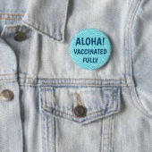 Badge Rond 5 Cm Zebra Palm Hawaiian Aloha Vacciné Aqua (En situation)