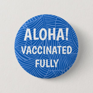 Badge Rond 5 Cm Zebra Palm Hawaiian Aloha Vacciné Bleu