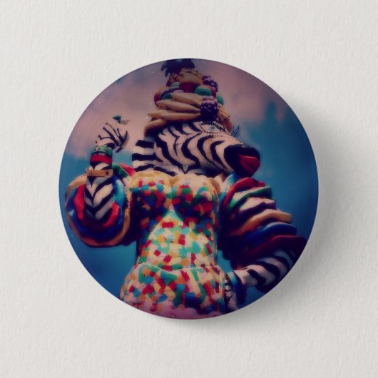 Badge Rond 5 Cm Zebra Party Animal (Devant)
