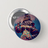 Badge Rond 5 Cm Zebra Party Animal (Devant & derrière)