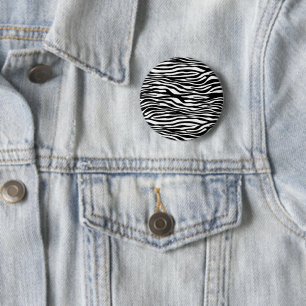Badge Rond 5 Cm Zebra Print, Zebra Stripes, Noir Et Blanc