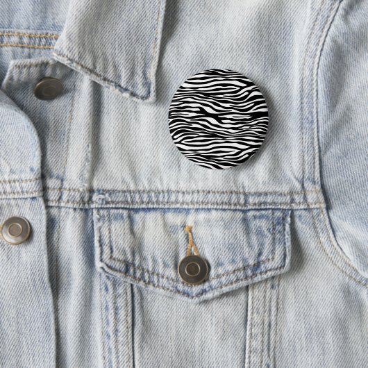 Badge Rond 5 Cm Zebra Print, Zebra Stripes, Noir Et Blanc (En situation)