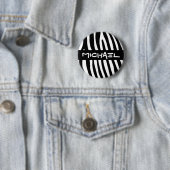 Badge Rond 5 Cm Zebra rayures motif noir & blanc + vos idées (En situation)