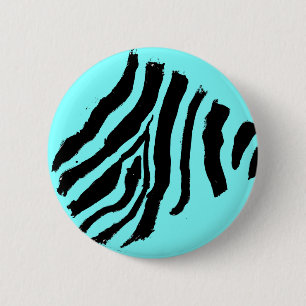 Badge Rond 5 Cm Zebra Stripe Button (Blue Mango)