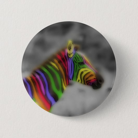 Badge Rond 5 Cm Zèbre d'arc-en-ciel (Devant)