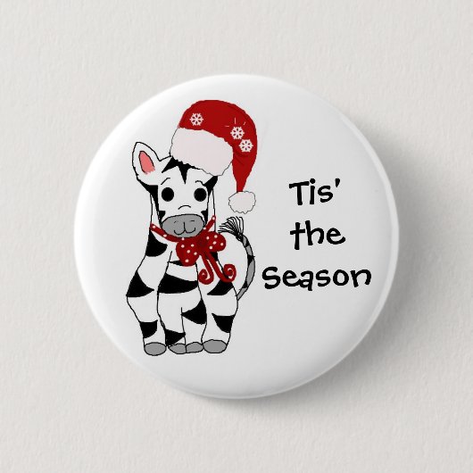 Badge Rond 5 Cm Zèbre de Noël (Devant)