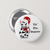 Badge Rond 5 Cm Zèbre de Noël (Devant & derrière)
