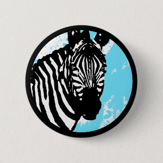 Badge Rond 5 Cm zèbre. gruge bleue. cercle.