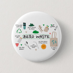 Badge Rond 5 Cm  Zéro déchets  Soutien écologique durable