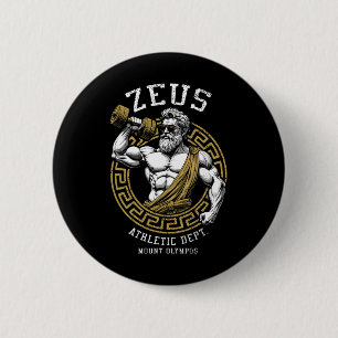 Badge Rond 5 Cm Zeus Gym Athletic Département Funny Grec Dieu Work