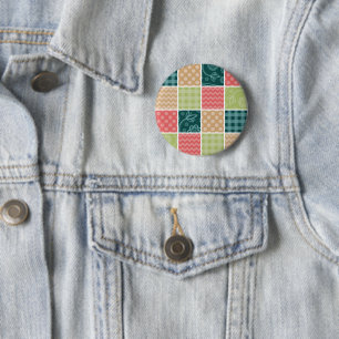 Badge Rond 5 Cm Zigzag, Chevron, En vichy, Pois, Patchwork