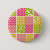 Badge Rond 5 Cm Zigzag, Chevron, Pois, En vichy, Patchwork (Devant)