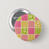 Badge Rond 5 Cm Zigzag, Chevron, Pois, En vichy, Patchwork (Devant & derrière)
