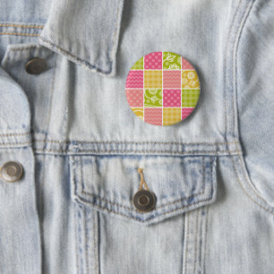 Badge Rond 5 Cm Zigzag, Chevron, Pois, En vichy, Patchwork