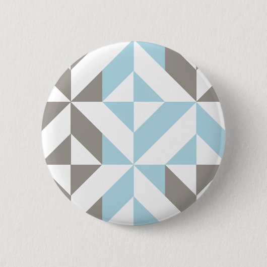Badge Rond 5 Cm ZigZag géométrique bleu et argent (Devant)