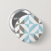 Badge Rond 5 Cm ZigZag géométrique bleu et argent (Devant & derrière)