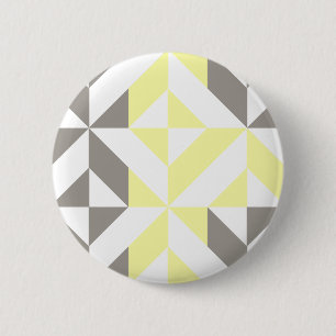 Badge Rond 5 Cm ZigZag géométrique jaune et argent