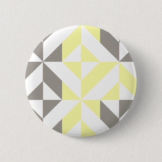 Badge Rond 5 Cm ZigZag géométrique jaune et argent (Devant)