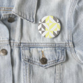 Badge Rond 5 Cm ZigZag géométrique jaune et argent (En situation)