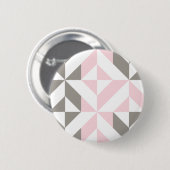 Badge Rond 5 Cm ZigZag géométrique rose et argent (Devant & derrière)