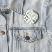 Badge Rond 5 Cm ZigZag géométrique Sage Green et Silver (En situation)