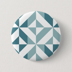 Badge Rond 5 Cm ZigZag géométrique vert turquoise à deux tons