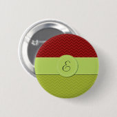 Badge Rond 5 Cm Zigzag vert, Zigzag rouge, Chevron, Monogramme (Devant & derrière)