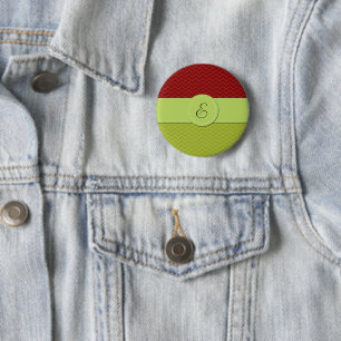 Badge Rond 5 Cm Zigzag vert, Zigzag rouge, Chevron, Monogramme