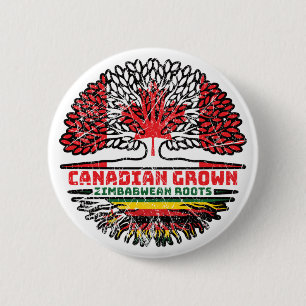 Badge Rond 5 Cm Zimbabwe Zimbabwe Canada Arbre Racines