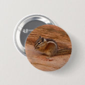 Badge Rond 5 Cm Zion Chipmunk sur Red Rocks (Devant & derrière)