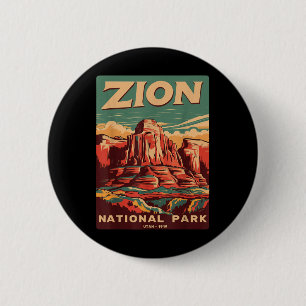 Badge Rond 5 Cm Zion National Park Utah Angels Landing Randonnée V