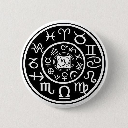 Badge Rond 5 Cm Zodiac - Capricorne Constellation (Devant)