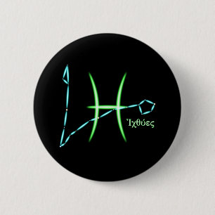 Badge Rond 5 Cm Zodiac Constellation Pisces Button