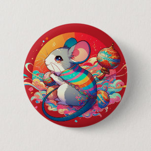 Badge Rond 5 Cm Zodiaque chinois : Des rats aux richesses