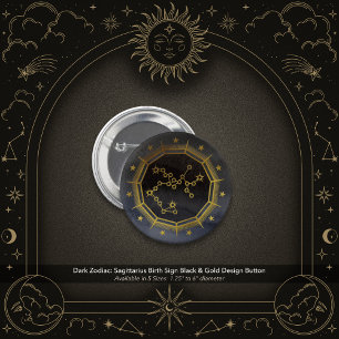 Badge Rond 5 Cm Zodiaque Sombre : Signe de Naissance Sagittaire No