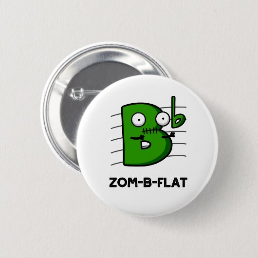 Badge Rond 5 Cm Zom-B-Flat Drôle Halloween Zombie Musique Pun (Devant & derrière)