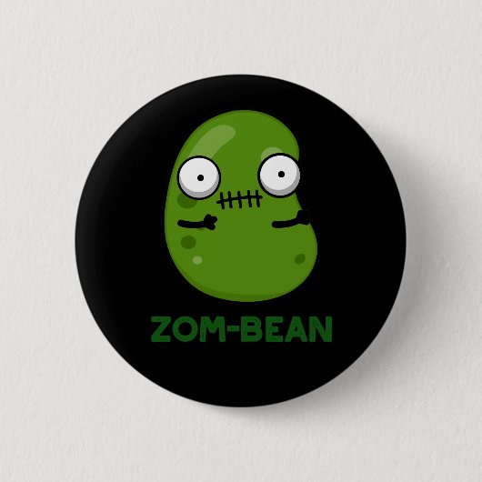 Badge Rond 5 Cm Zom-bean Drôle Halloween Zombie Bean Pun Dark BG (Devant)