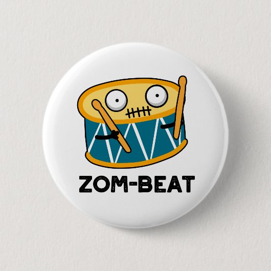Badge Rond 5 Cm Zom beat Funny Halloween Zombie Drum Pun (Devant)