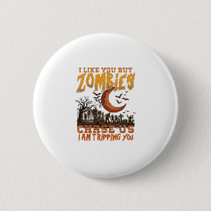 Badge Rond 5 Cm Zombies nous poursuivent Halloween Cimetière Crois