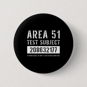 Badge Rond 5 Cm Zone 51 Objet de l'essai 2177 Enlèvement d'Aliens
