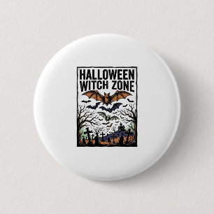Badge Rond 5 Cm Zone de sorcière d'Halloween Dessin de chauves-sou
