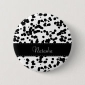 Badge Rond 5 Cm Zones dalmatiennes noires et blanches (Devant)